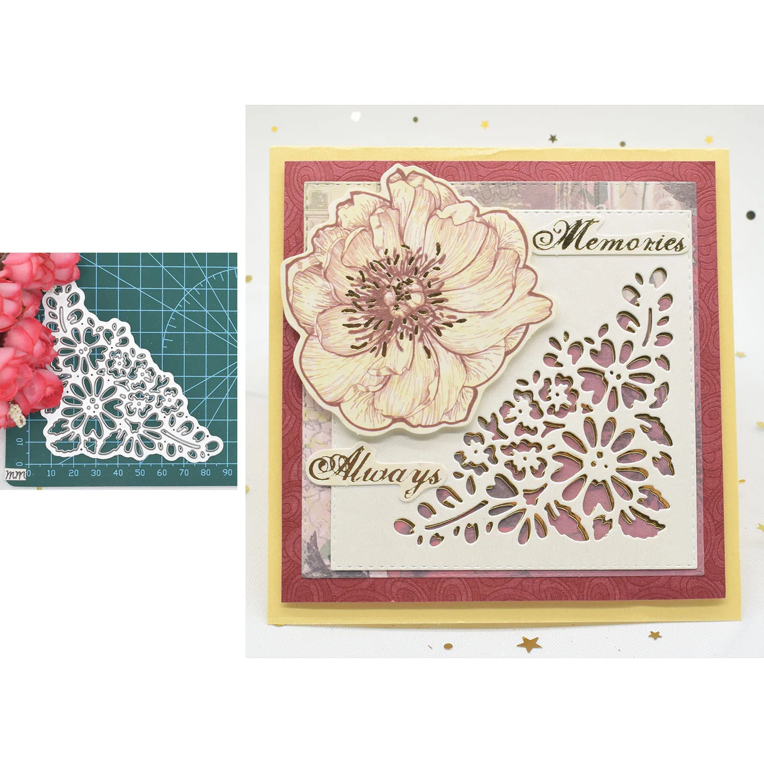 

Flower Lace Background Stencil Metal Cutting Dies for DIY Scrapbooking Embossing Album Paper Card Making Craft