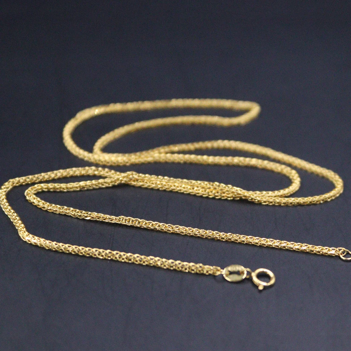 

Real 18K Yellow Gold Chain For Women 2mm Wheat Link Necklace 50cm/20inch Stamp Au750