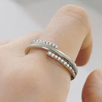 Wedding Engagement Dainty Ring For Women Thin Temperament Winding Silver Color Cubic Zirconia Fashion Gift Finger Jewelry DZR018 1