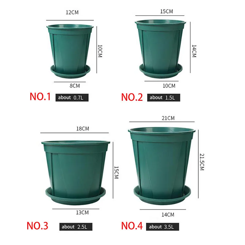 Set of 5 Plastic Garden Planter Pots with Tray
