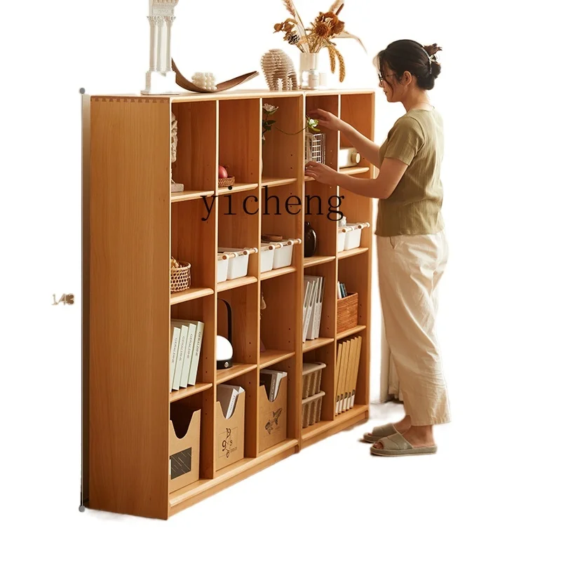 

YY Solid Wood Bookcase Full Solid Wood Floor Bookshelf Combination Short Children's Bookcase