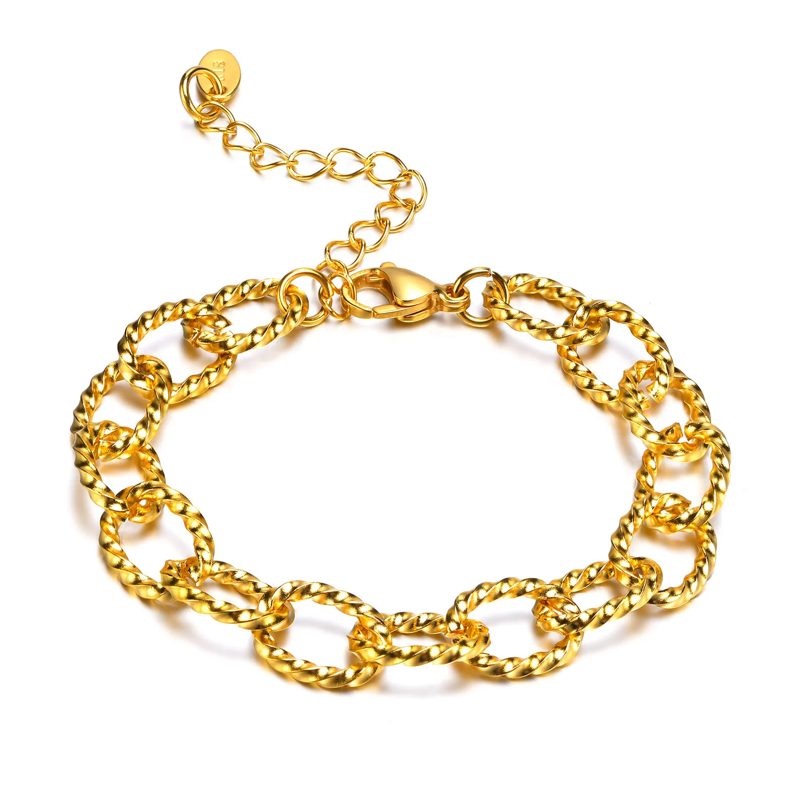 10Mm In Acciaio Inossidabile Twist O-Chain Gold Twist Bracciale Gioielli Da Donna All'Ingrosso Spedizione Gratuita