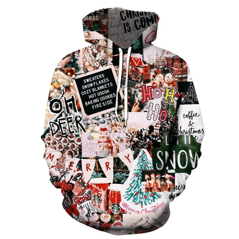 

Christmas Gifts Hoodies Santa Claus Graphic Hooded Swaetshirt for Men 3D Print Gingerbread Man Xmas Holiday Funny Kids Pullovers