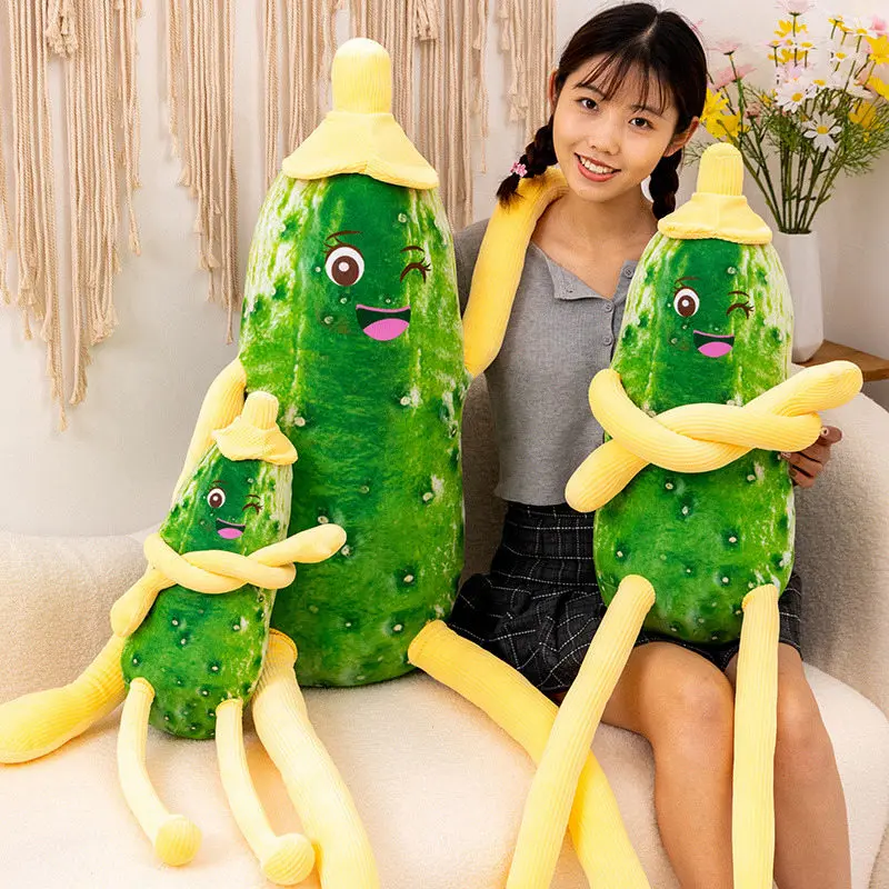 Creative Huge Funny Cucumber Plush Pillow Toy Anime Stuffed Plants Vegetable Plushies Doll Cushion Cute Soft Kids Girls Toys