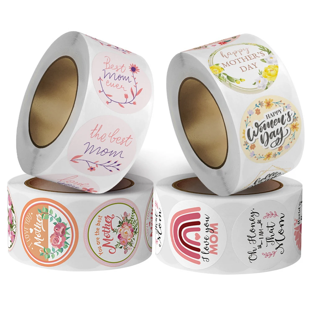 500pcs/roll 휴일 선물을위한 해피 어머니의 날 스티커 카드 장식 봉투 인감 Lablels 1inch 감사합니다 스티커 Scrapbooking