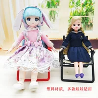 1:6 Dollhouse Mini Colorful Leisure Home Folding Chair Model Furniture Accessories For Doll House Decor Kids Pretend Play Toys 2