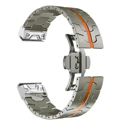 Stainless Steel QuickFit Strap - Premium Metal Band - Quick Fit 26mm (Titanium orange)
