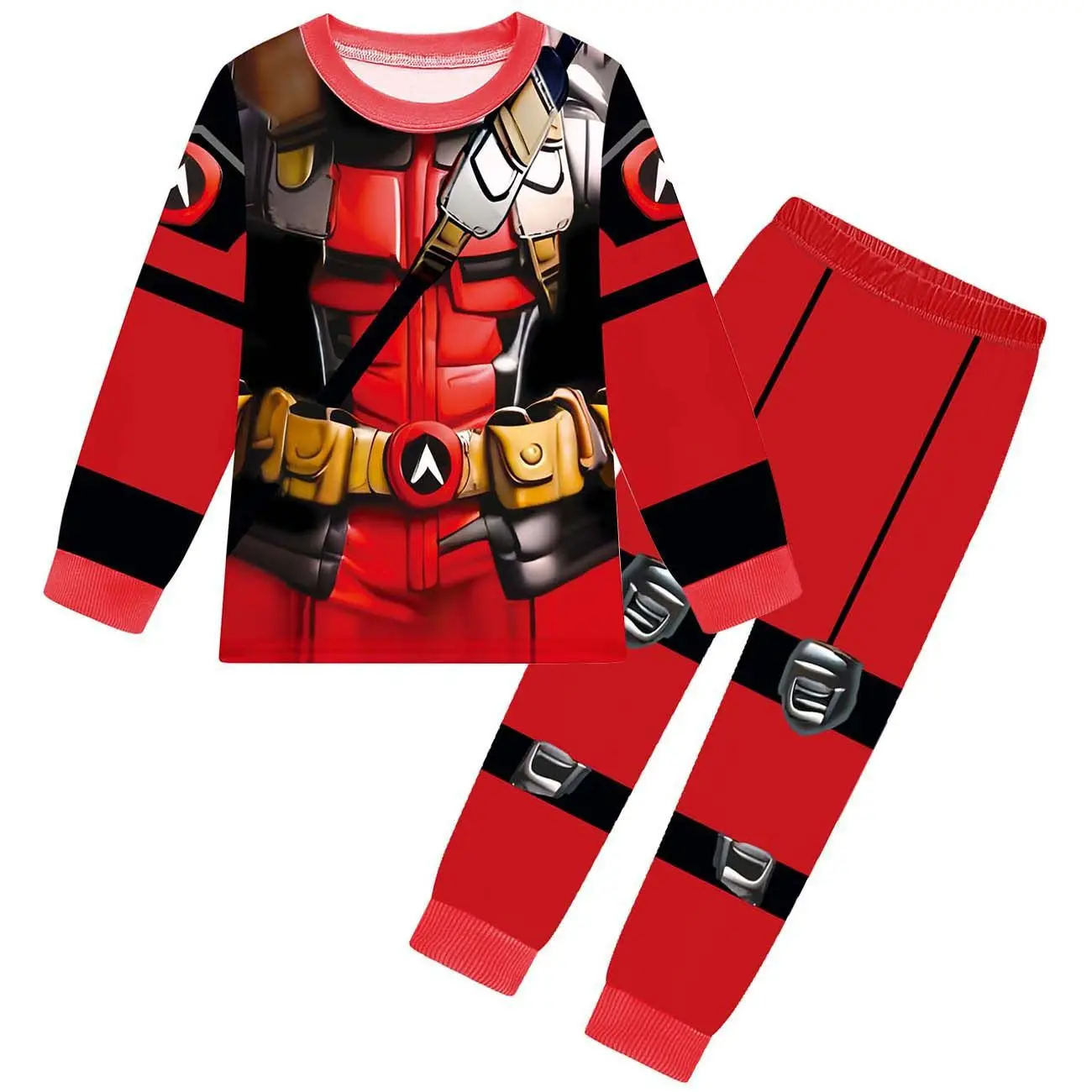 D-Deadpool Cosplay Costume for Kids Superhero Pyjamas Halloween Costume Children T Shirt+pants 2pcs Set Boys Girls Anime Clothes