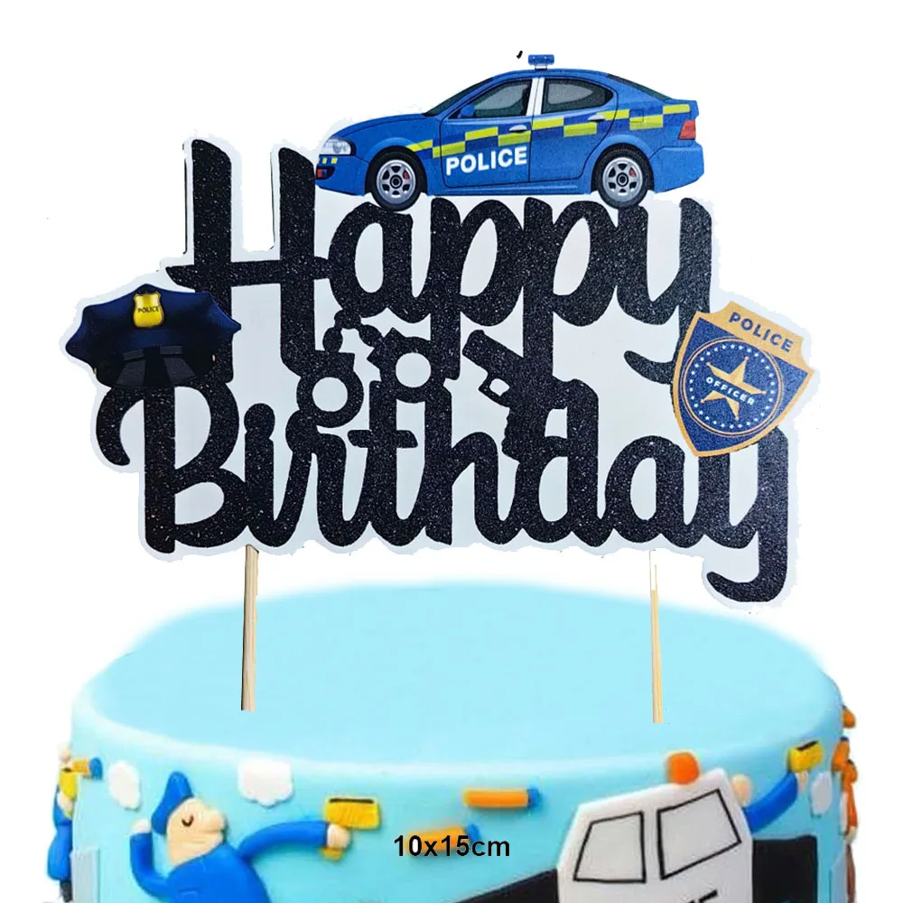 Polizei-Cupcake-Topper Polizei-Themen-Kuchendekoration für Polizeibeamten-Babyparty Polizisten-Geburtstagsfeier-Dekoration – Detail 4