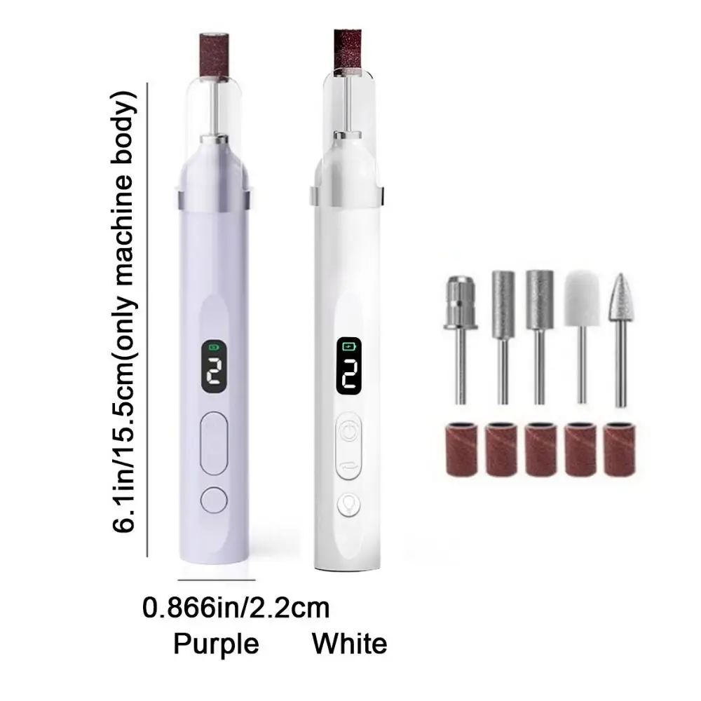 Handheld Electric Nail Polisher LCD Display Rechargeable Wireless Nail Dryer with UV Lamp Fast Curing Nail Sanding File Pedicure