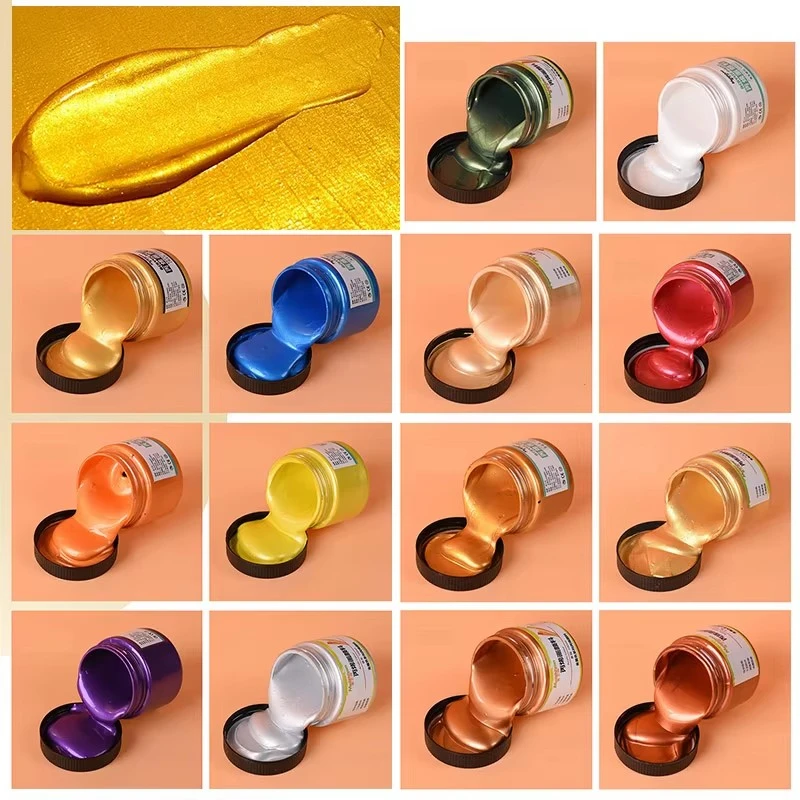 Acrylic Paints 100ml Metallic Acrylic Paint 20 Colors Iridescent Acrylic Paints with 2 Brushes Non-Toxic Non-Fading Art Craft Painting Supplies