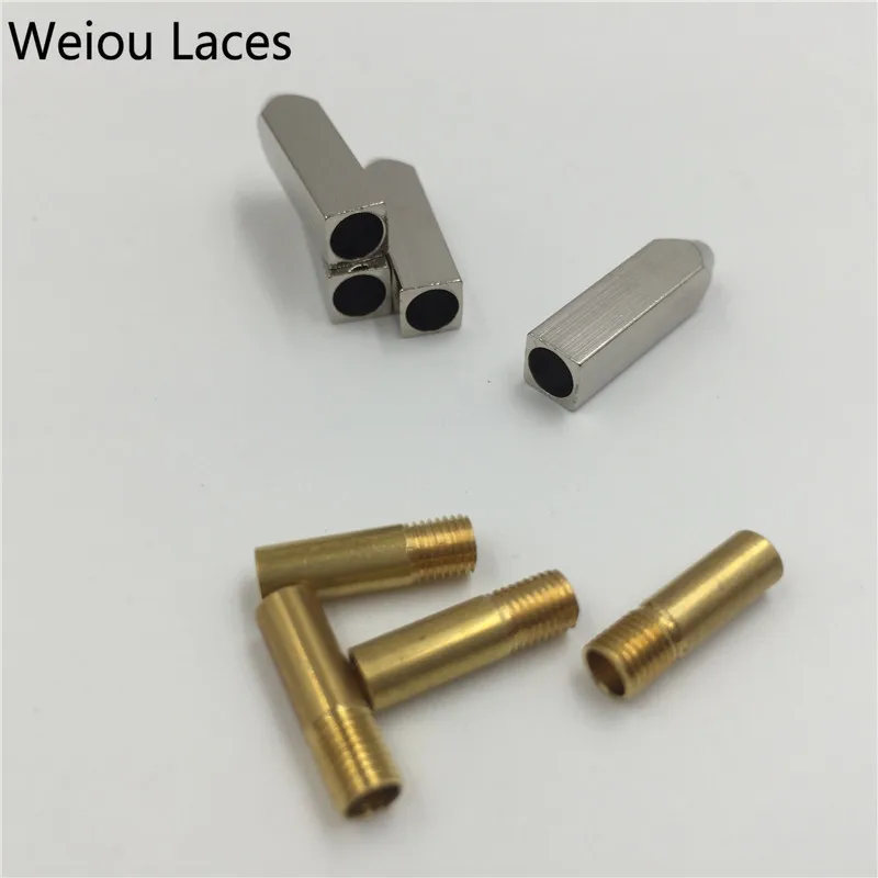 Weiou 4pcs/1 Set 5*5*19mm Gold Silver Gunblack Metal Aglet Tips Replacement Repair Shoelaces Head Aglets Ends DIY Sneaker Kits