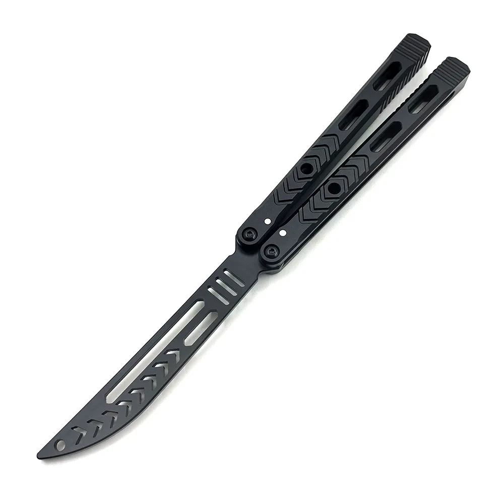 Silver Slotted Butterfly Knife Stainless Steel Blade