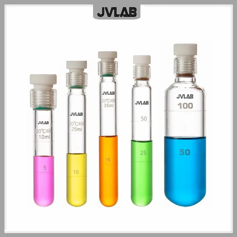 Nessler Glasses tube Glass Screw Colorimetric Tube Explosion-proof Test Tube With PTFE Plug Pressure Resistance 10 25 50 100ml plastic test tubes