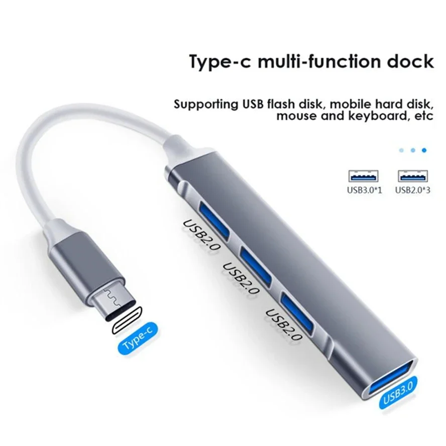 Enhanced USB C Hub 3.0 Multi-Port Adapter with 4 USB Ports