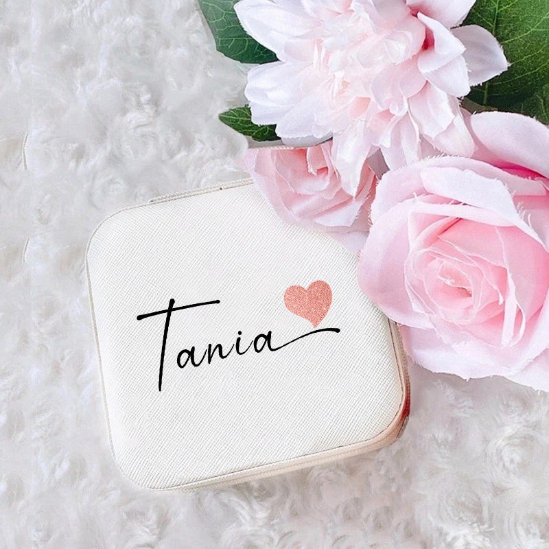 Personalized Jewelry Box Travel Jewelry Case with Name Mother's Day/Birthday/Holiday/Christmas Gifts for Her Bridesmaid Proposal