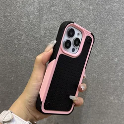 Deluxe Hybrid Military - Grade Shockproof Phone Case with Rugged Bumper Protection - iPhone 15 Plus (Pink Black)