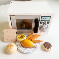 Wooden Children's Microwave Oven Oven Baking Toy Simulation Kitchen Play House Parent-child Interaction Toys Kitchen 2