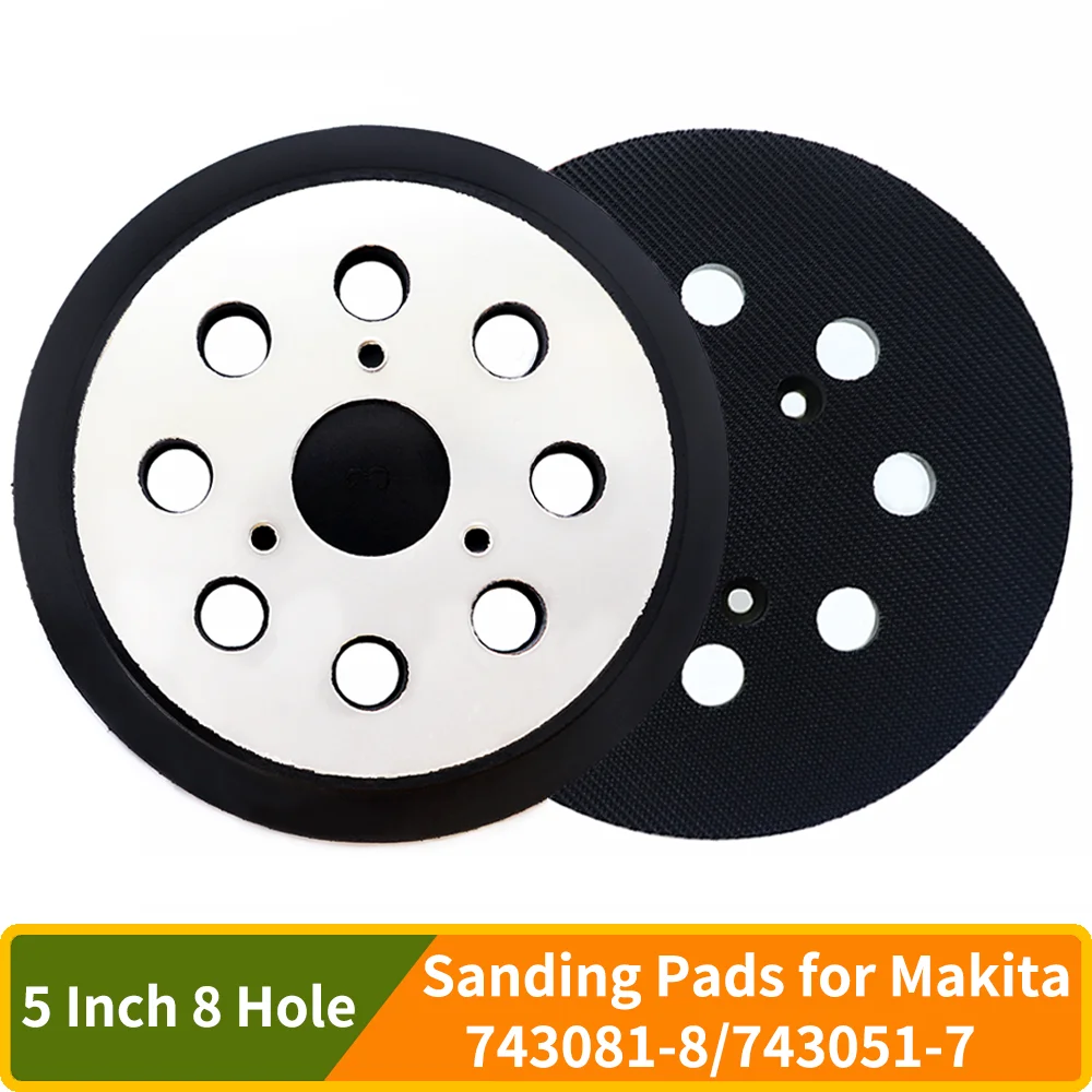 125mm Round Backing Pad 5 Inch 8 Hole Hook & Loop Sanding Pads Replacement Sanding Pads for Makita 743081-8/743051-7 BO5010/K... 1pc 5 inch 125mm 8 hole hook