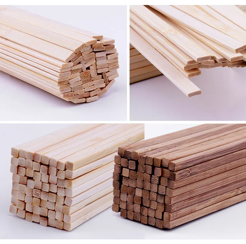 Description Picture 4 of itemRound Square Nan bamboo Flat Bamboo Sticks Wooden Bar Craft Handcraft Making Building Model Airplane DIY Handmade Art Supplies
