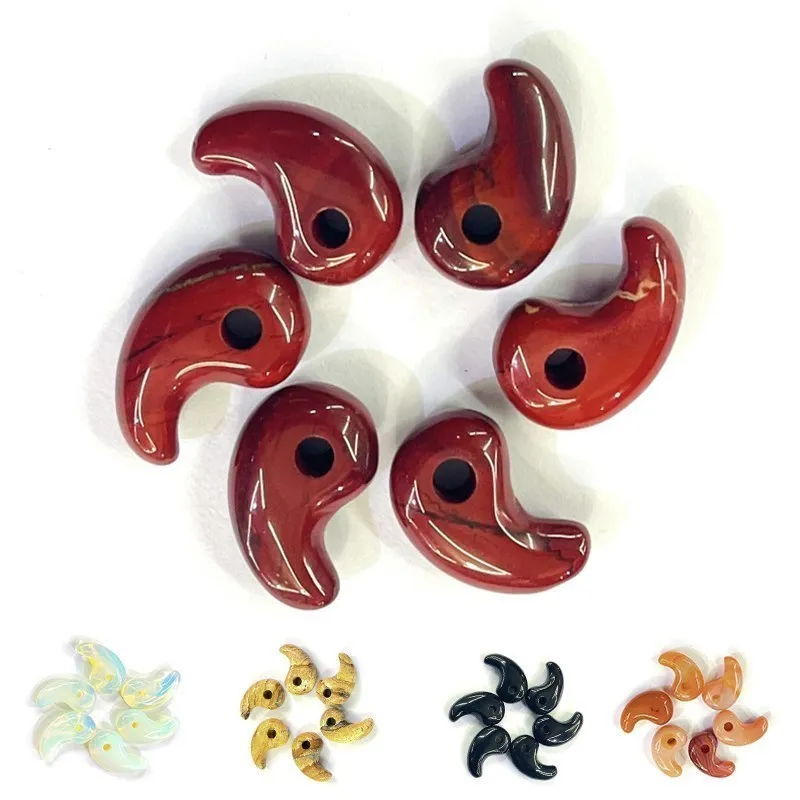 5 개/몫 자연 돌 크리스탈 마노 옥 청록색 오팔 후크 모양 펜던트 보석 만들기 목걸이 액세서리 도매