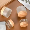 Empty Clear Glass Round Jars with Wooden Lids Travel Bottle Lotion Cream Sample Storage Container 5/10/15/20/30/50/60g Wholesale 2