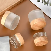 Empty Clear Glass Round Jars with Wooden Lids Travel Bottle Lotion Cream Sample Storage Container 5/10/15/20/30/50/60g Wholesale 2