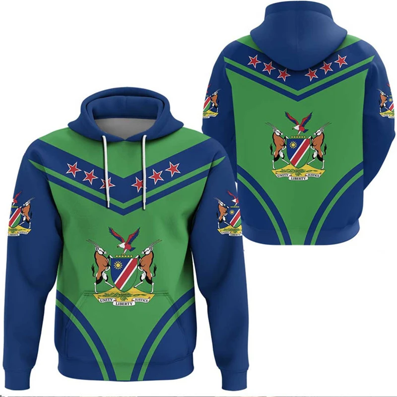 thumbnail image 1 of Sudadera con capucha con estampado de país de África y Namibia, informal, con mapa de bandera, Dashiki, para hombre, ropa, abrigo con emblema nacional, 1 of 5