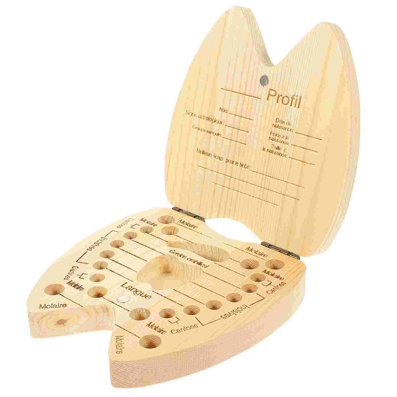 

French Children's Baby Teeth Preservation Box Tooth Storage Dental Tray Holder Wooden Keepsake Newborn