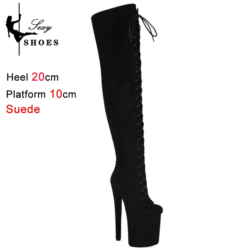 New Sexy 20cm Super Heels Over-the-Knee Thigh High Boot Autumn Club Nightclub Shoes Platform Women's Long Boots Pole Dance Shoes