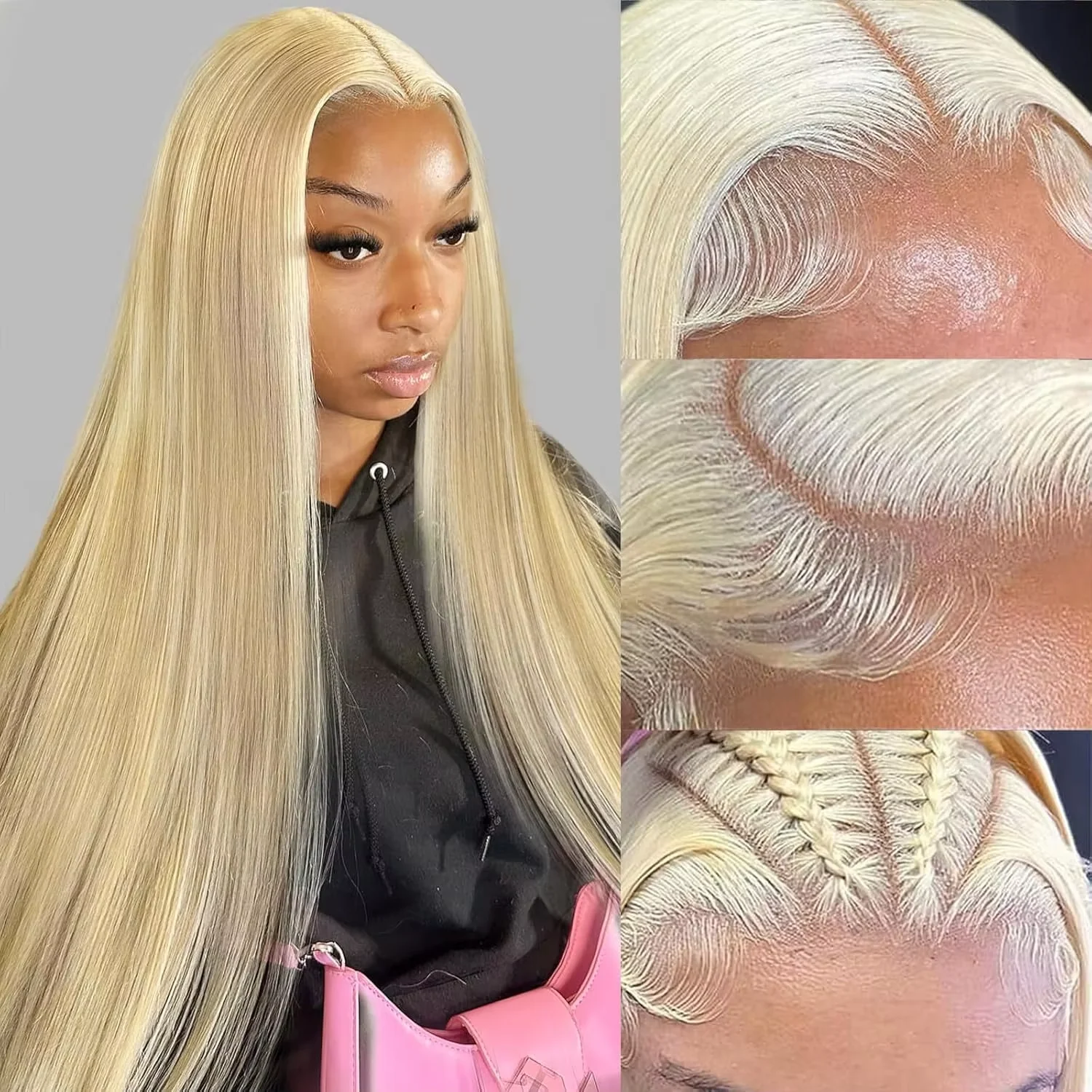 613 Honigblonde Glatte Lace Front Perücke Echthaar-Perücken 13x6 HD Lace Wig Brasilianisches Echthaar 13x4 Lace Front Echthaar-Perücke – Detail 4