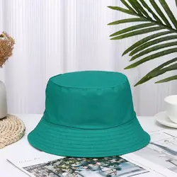 Unisex Cotton Foldable Sun Protection Bucket Hat - Adult(56-58cm) (Green)