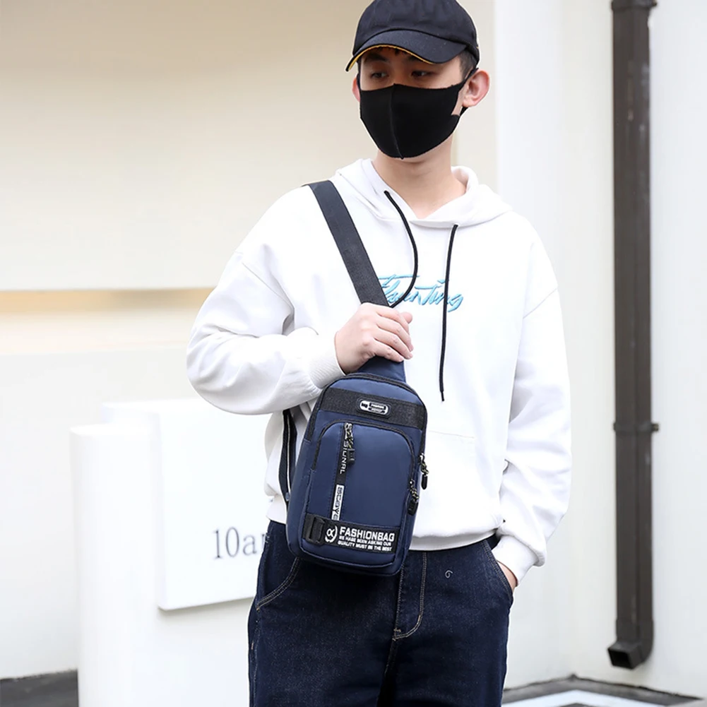 남성용 크로스바디 가슴 가방 도난 방지 남성용 숄더백 조절 가능 다기능 휴대용 경량 하이킹 등산용