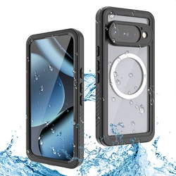 IP68 Waterproof Magnetic Anti - Drop Dustproof Phone Case with Wireless Charging Compatibility for Google Pixel 11 (Black)