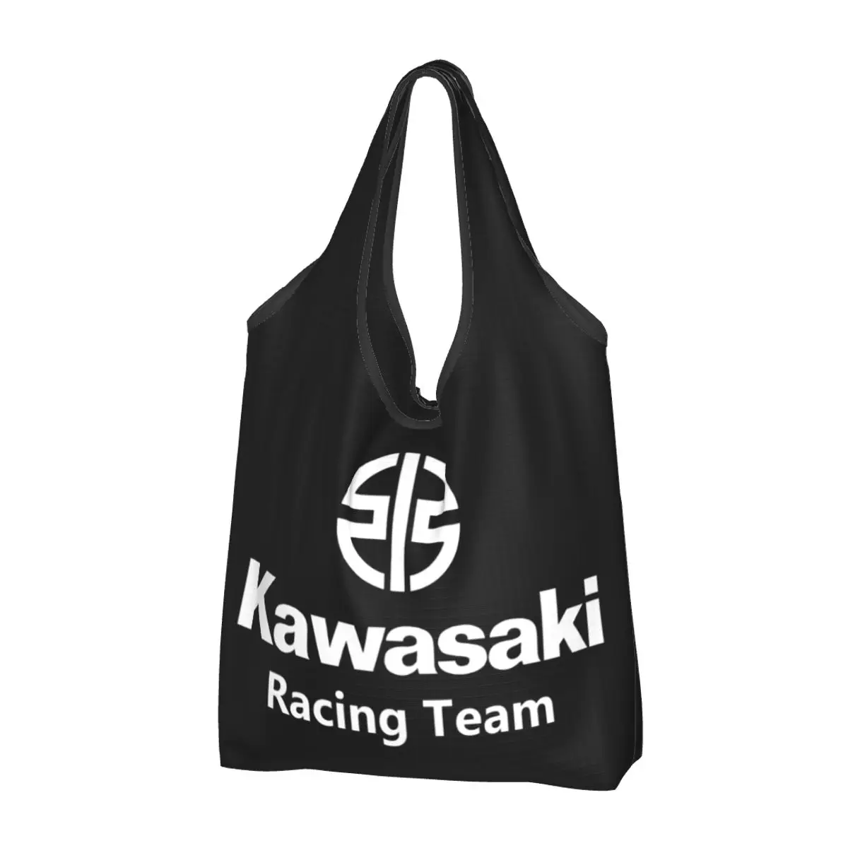 

Reusable Kawasakis Racing Team Logo Grocery Bag Foldable Machine Washable Shopping Bags Large Eco Storage Bag Attached Pouch