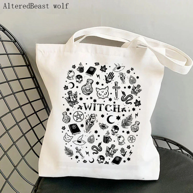 Women Shopper bag magic Witch pastel goth hands and galaxy planets Tarot witchy Bag Canvas Shopper Bag girl Shoulder Lady Bag