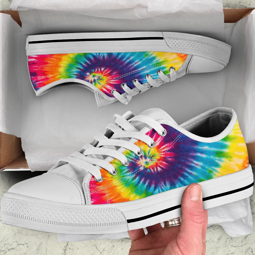 Colorful Tie-dyeWomen's Canvas Shoes Casual Lace-Up Shoe Summer Footwear Girl Flat Vulcanized White Women's Sneakers