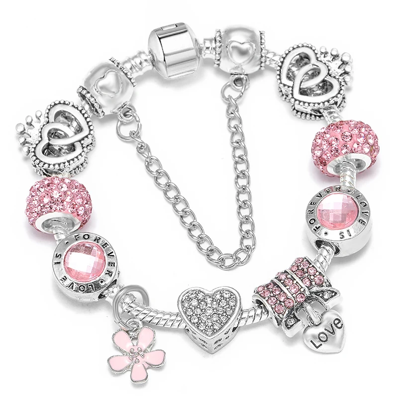 2024 Trendy Silver Cokor Love Key Charm Bracelet With Murano Glass Beads Bracelets For Women Wife Jewelry Pulseras Dropshipping 4