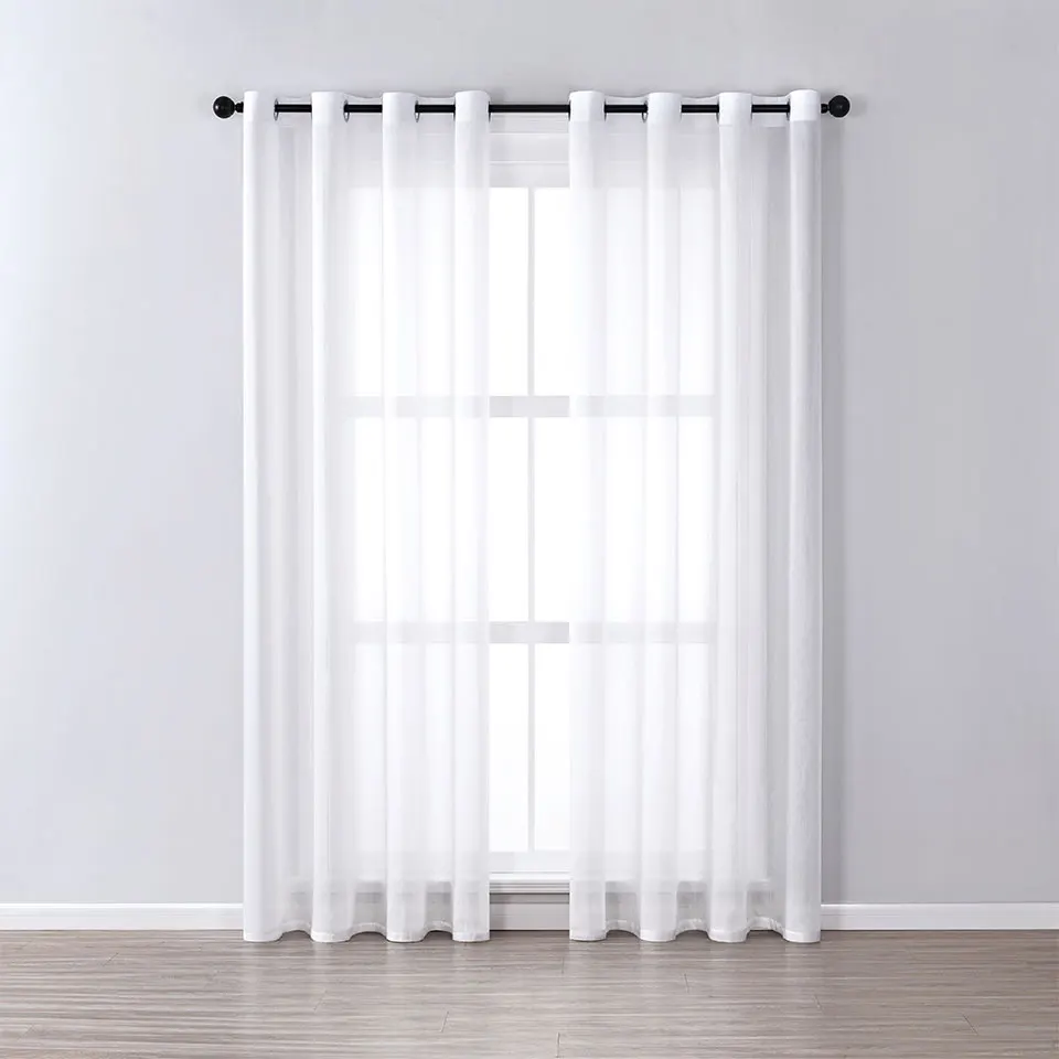 BILEEHOME White Stripe Modern Luxurious Tulle Curtains for Living Room Bedroom Decor Sheer Voile for Kitchen Window Treatments