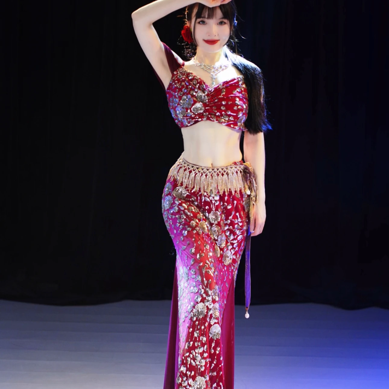 New Belly Dance Costume Set Women Sexy Temperament Performance Clothing  Adult Oriental Dance Professional Competition Clothes