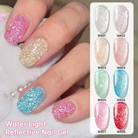 LILYCUTE Gel Réfléchissant en Verre 7ml, Paillettes Couleur Nude, Gel à Ongles Scintillant Effet Perles de Verre, Vernis à Ongles Effet Flash, Gel UV Soak Off pour Nail Art 4