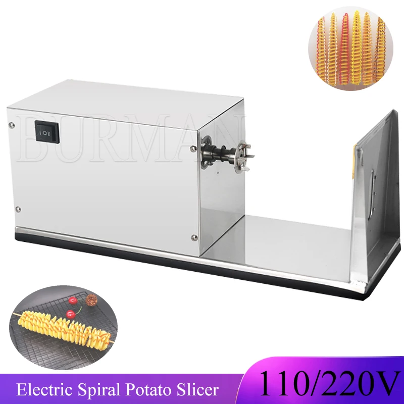 Electric Spiral Potato Slicer Semi Automatic Manual Stretching Cutting Tower Machine