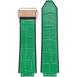 Premium Silicone Rubber Strap for Luxury Timepieces, 19MM - Elegant Design for Versatile Wear (Green - Rose Gold Z)