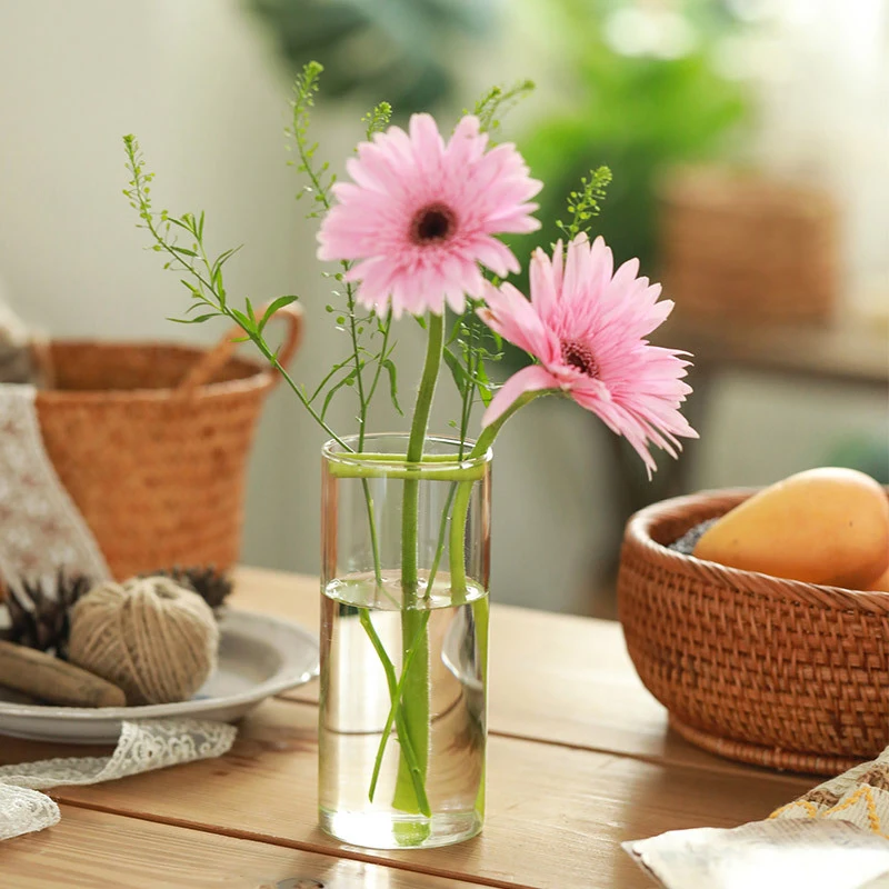 6.5x6/8/10/15/18cm Glass Flower Vase For Centerpieces Clear Cylinder Vase Glass Candle Holder For Small Tealight Candles 6