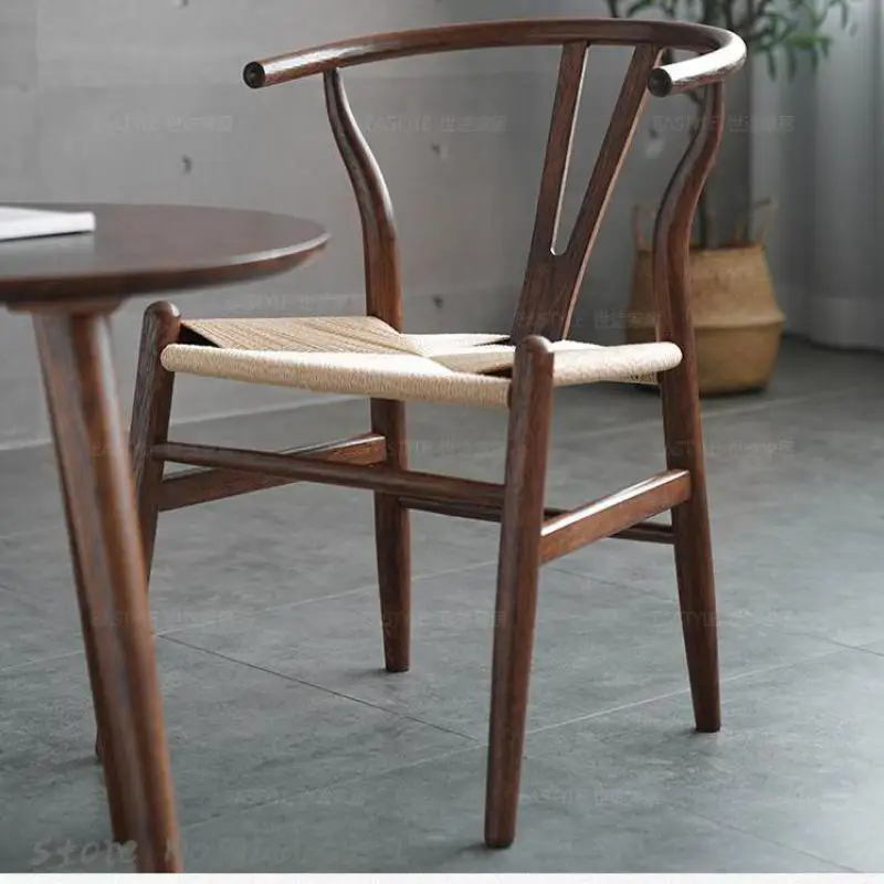 Y chair solid wood new Chinese modern minimalist Nordic dining lounge wicker white oak wishbone ci |