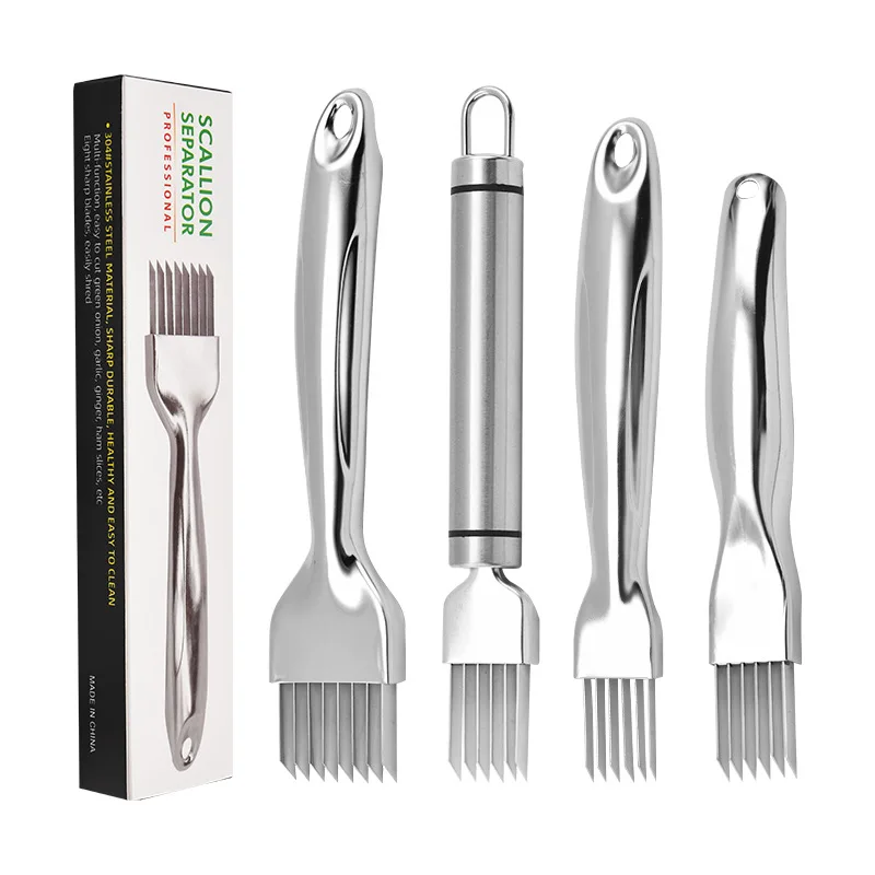 Kitchen Shred Silk The Knife, Stainless Steel Chopped Green Onion Knife, Curved Handle Design, Food Speedy Chopper Green Onion