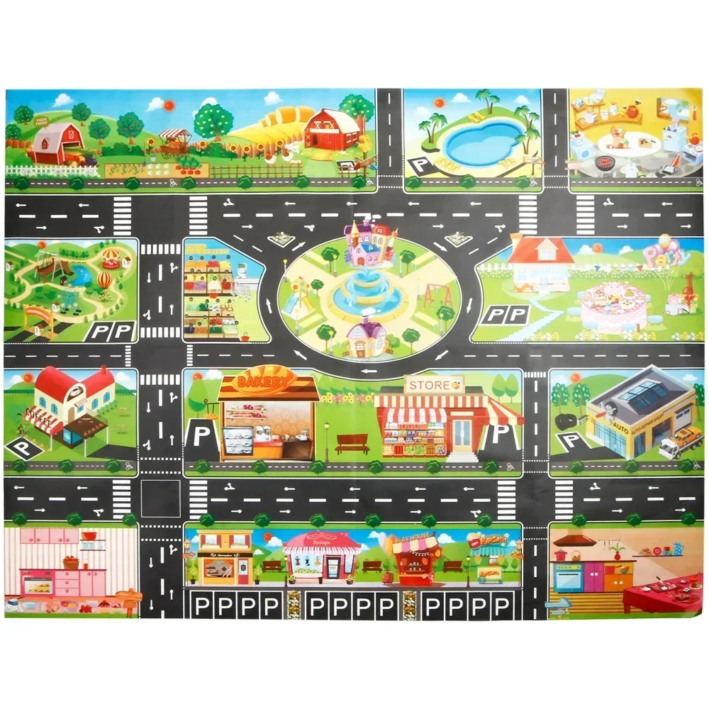 Baby Play Mat 100x130 Toddler Dinosaur Waterproof Mat Farm Road Portable Map Baby Educational Rugs Crawling Non-Toxic Carpet New