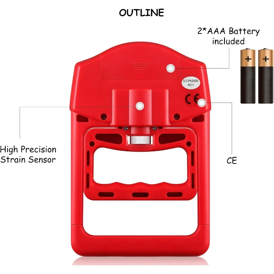 Digital Hand Dynamometer Grip Strength Measurement Meter Auto Capturing Electronic Hand Grip Power 198Lbs / 90Kgs