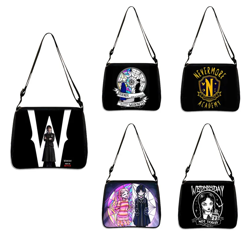 

25x30cm Wednesday Addams and Enid Handbag Gothic Girls Nevermore Academy Women Shoulder Bag Girl Shopping Travel Tote Bag Gift