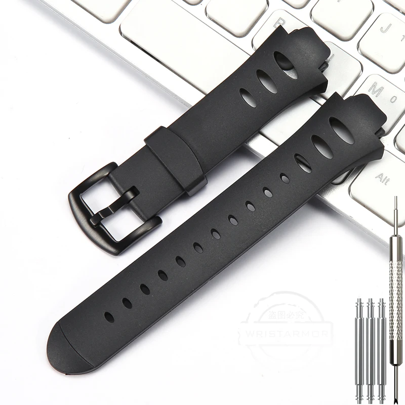 Rubber Replacement Watch Band Strap with Stainless Steel Buckle
